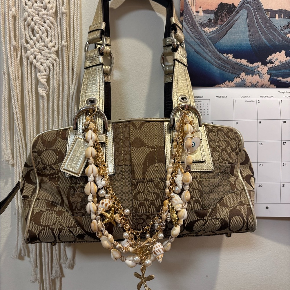 Coach Brown and Gold Satchel Bag